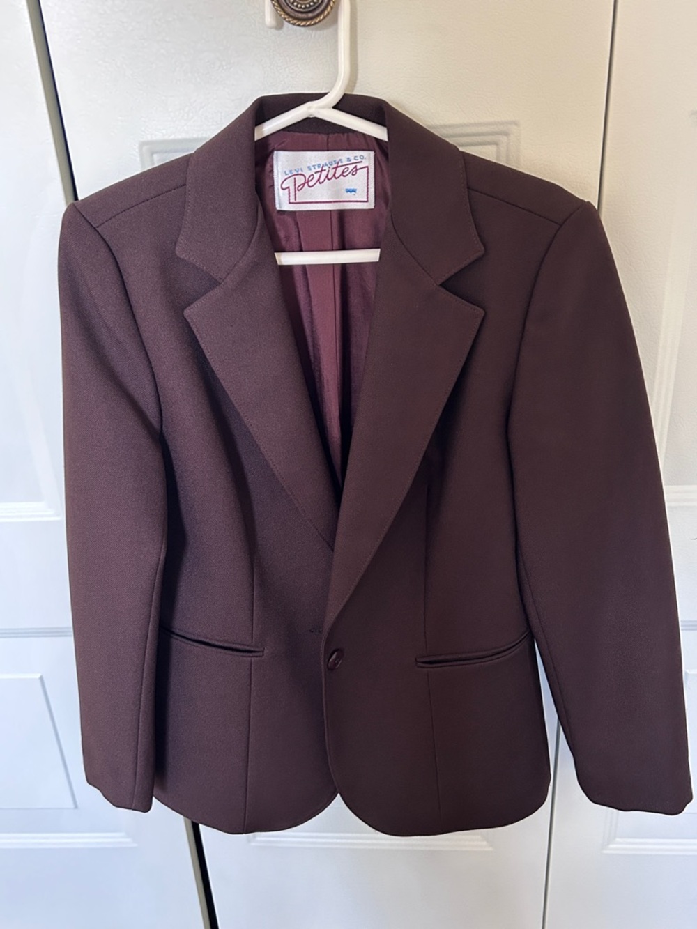 Petites Maroon Single-Button Blazer